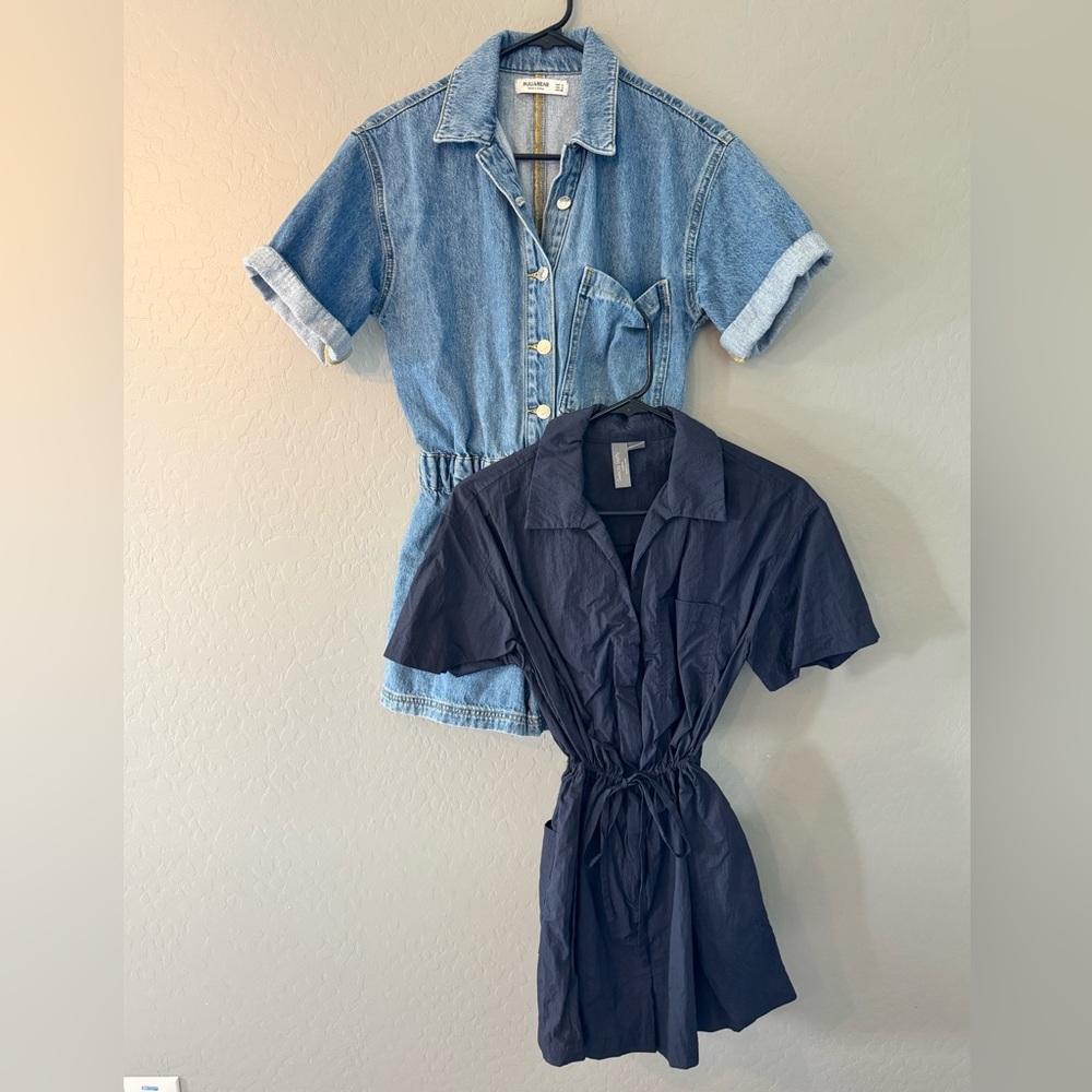 Pull&Bear and Sweaty Betty Light Blue Denim Jacket with Yellow Stitching